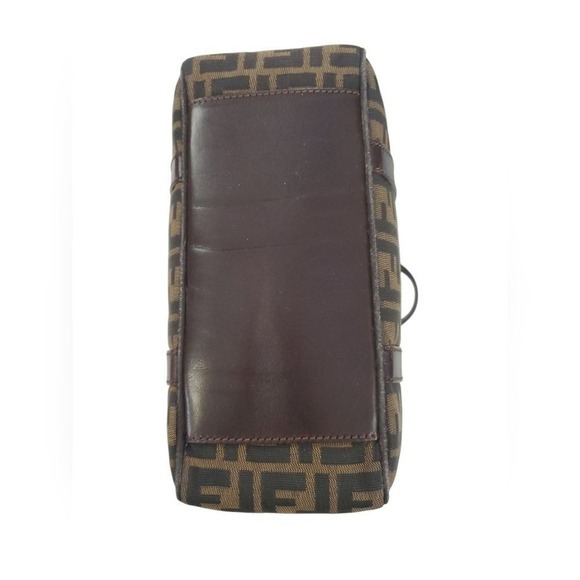 Fendi Zucca Small Boston Satchel Handbag Tobacco Brown Jacquard Purse Vtg - Picture 10 of 16